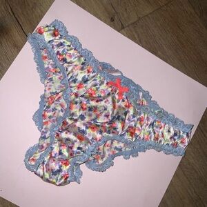 Victoria’s Secret Panties Bundle - 3 Pairs - Floral & Lace Trim Thongs Sz M